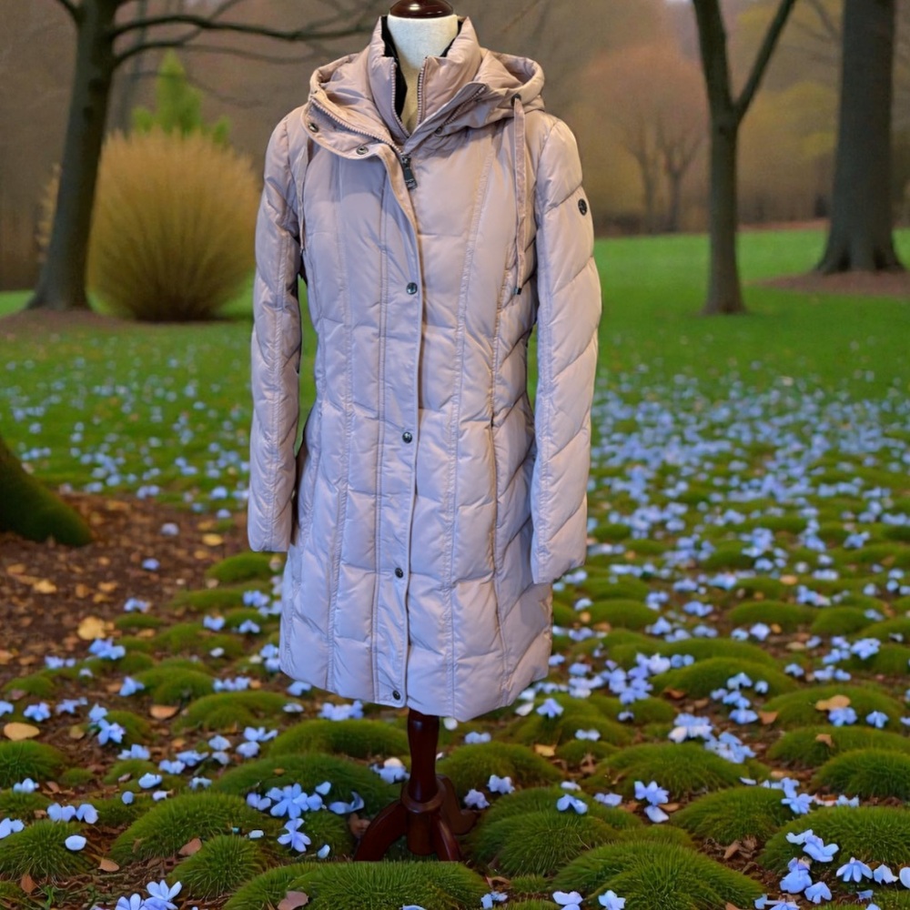 Calvin Klein Atmosphere Pink Hooded Mid-Length Puffer Coat ~ NWOT ~ size Small - Picture 9 of 15